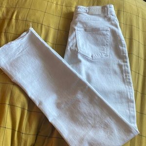 White Zara Flare Slit Jeans